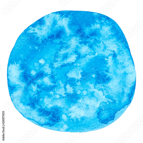 Vector round blue watercolor paint texture isolated on white for Your design