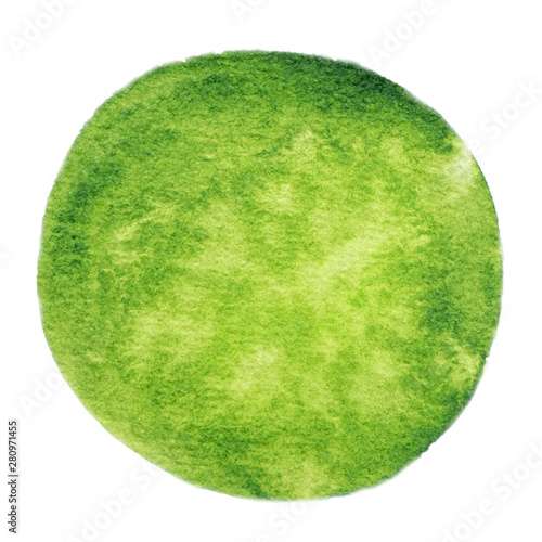Vector round green watercolor paint texture isolated on white for Your design
