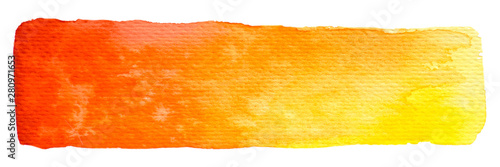 Vector yellow and orange paint texture isolated on white - watercolor horizontal banner for Your design