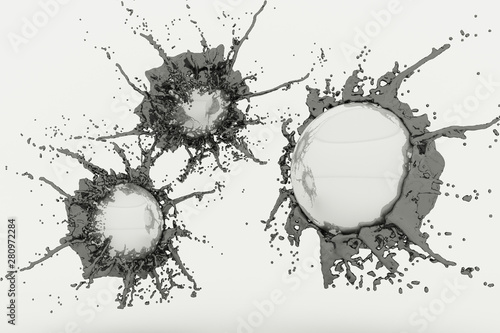 Abstract white water ball splash isolated on white background. 3d rendering