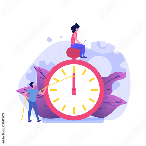 Time management concept,  Business scheduling app. Flat vector illustration.