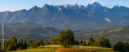 Panorama of the Tatra Mountains seen on a summer morning