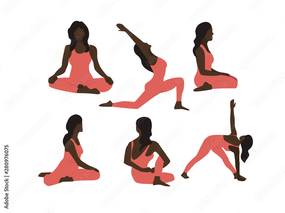 Yoga poses performed by a black girl