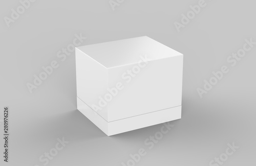 Hard cardboard box mock up template on isolated white background, ready for your design presentation, 3d illustration. © devrawat21
