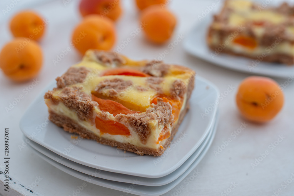 home made apricot cheesecake with chocolate crumble home made apricot cheesecake with chocolate crumble