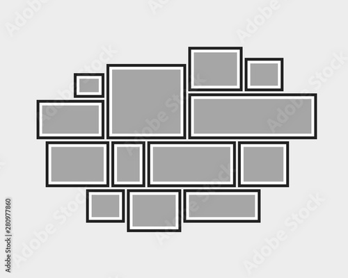 Vector empty collage board twelve frames, photo