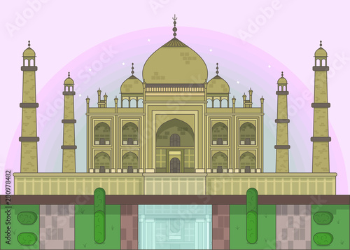 Vector illustration in flat style taj mahal