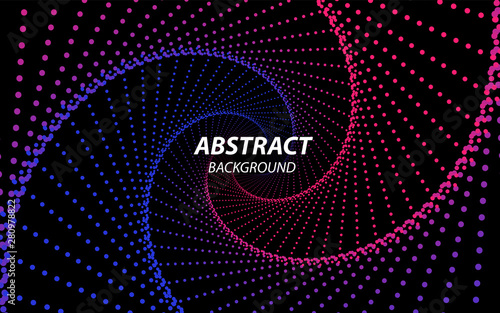 Technology Fractal with Wave Lines and Dots. Futuristic Style. Big Data Stream Visualization. Abstract Radial Tunnel Concept. Effect of Depth of Field. Digital Vector Background