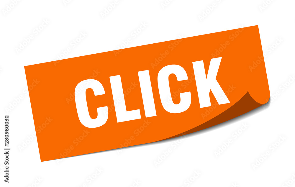 click sticker. click square isolated sign. click click sticker. click square isolated sign. click