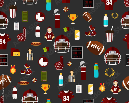 Vector flat seamless texture pattern American football.