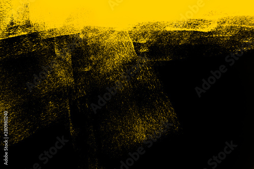 yellow and black paint  background texture with brush strokes