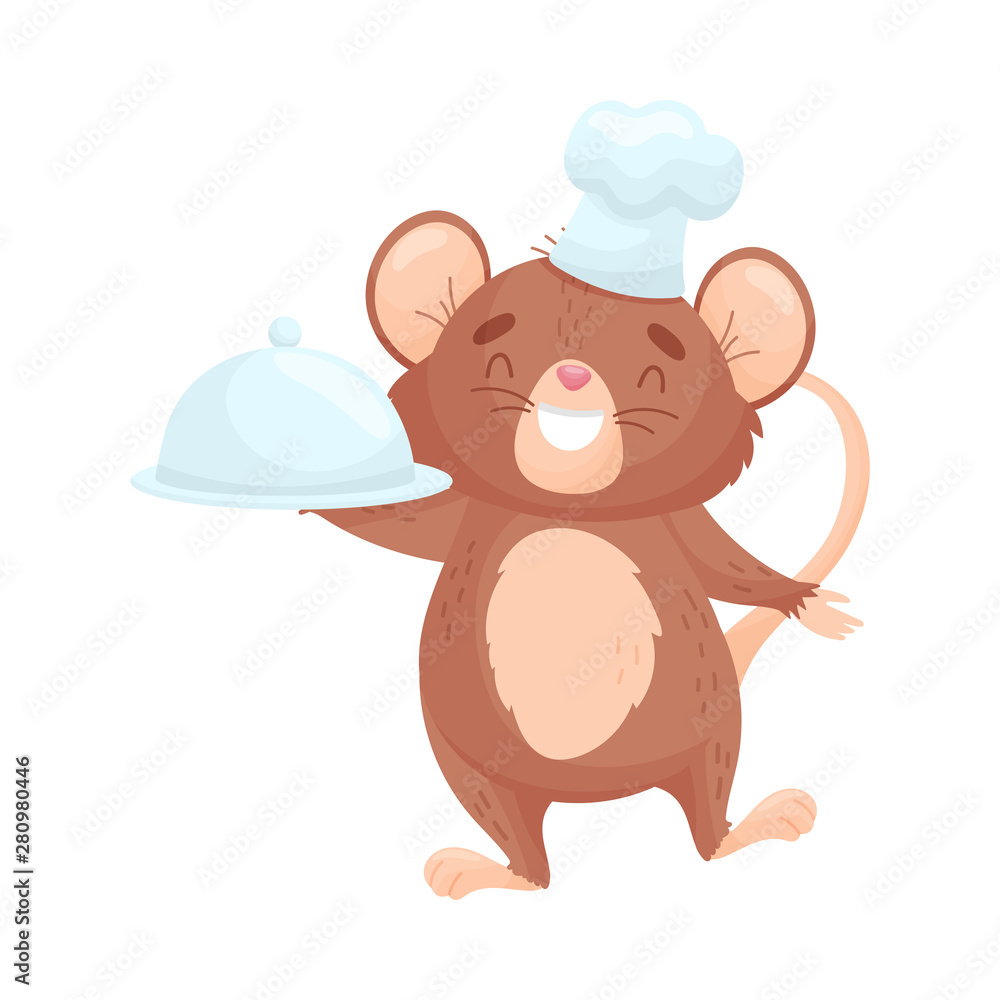 Naklejka premium Mouse cartoon cook. Vector illustration on white background.