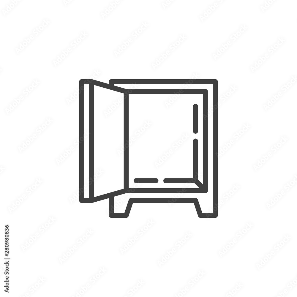 Open safe box line icon. linear style sign for mobile concept and web design. Empty safe outline vector icon. Symbol, logo illustration. Vector graphics Open safe box line icon. linear style sign for mobile concept and web design. Empty safe outline vector icon. Symbol, logo illustration. Vector graphics