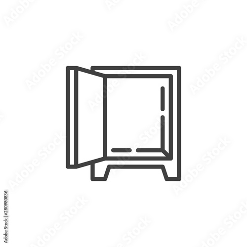 Open safe box line icon. linear style sign for mobile concept and web design. Empty safe outline vector icon. Symbol, logo illustration. Vector graphics