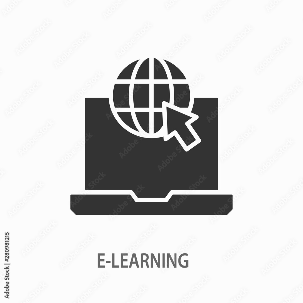 E-learning distance education vector icon for graphic and web design. E-learning distance education vector icon for graphic and web design.