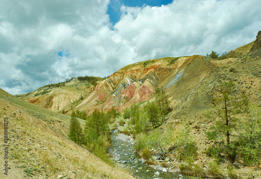 Red mountains in Kyzyl-Chin valley