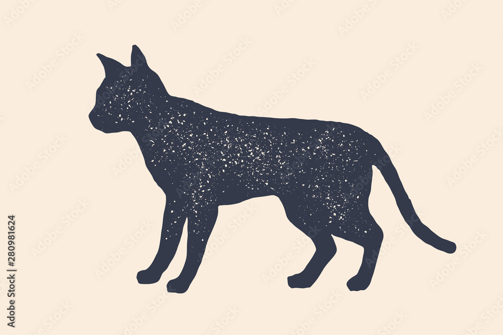 Cat, silhouette. Concept design of home animals