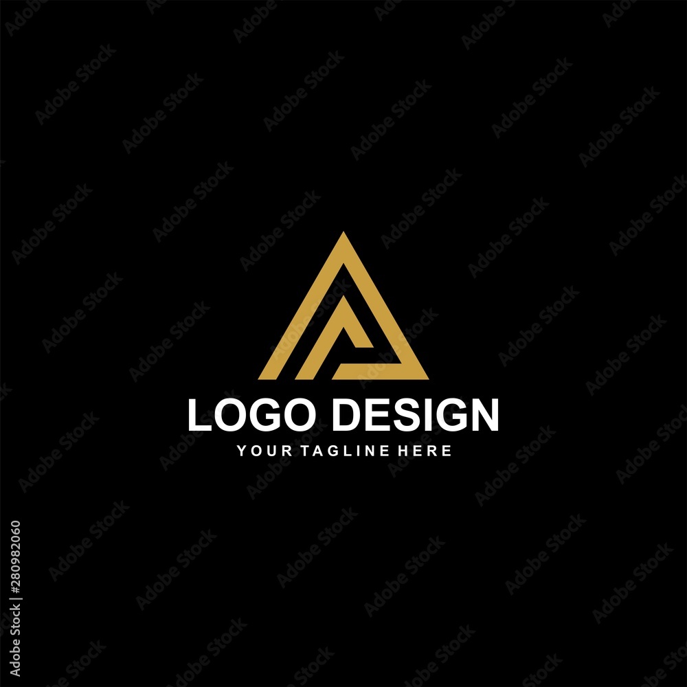 Mountain gold logo design vector. Adventure triangle abstract logo icon illustration. Mountain gold logo design vector. Adventure triangle abstract logo icon illustration.