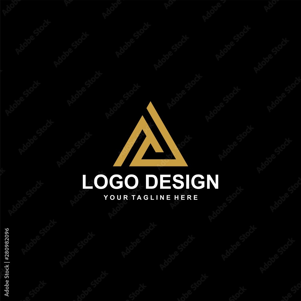 Mountain gold logo design vector. Adventure triangle abstract logo icon illustration. Mountain gold logo design vector. Adventure triangle abstract logo icon illustration.