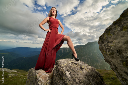 Woman in red dress