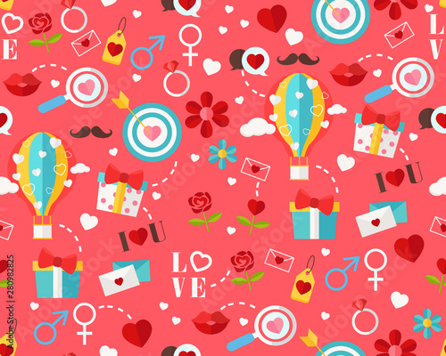 Vector flat seamless texture pattern happy valentine's day .