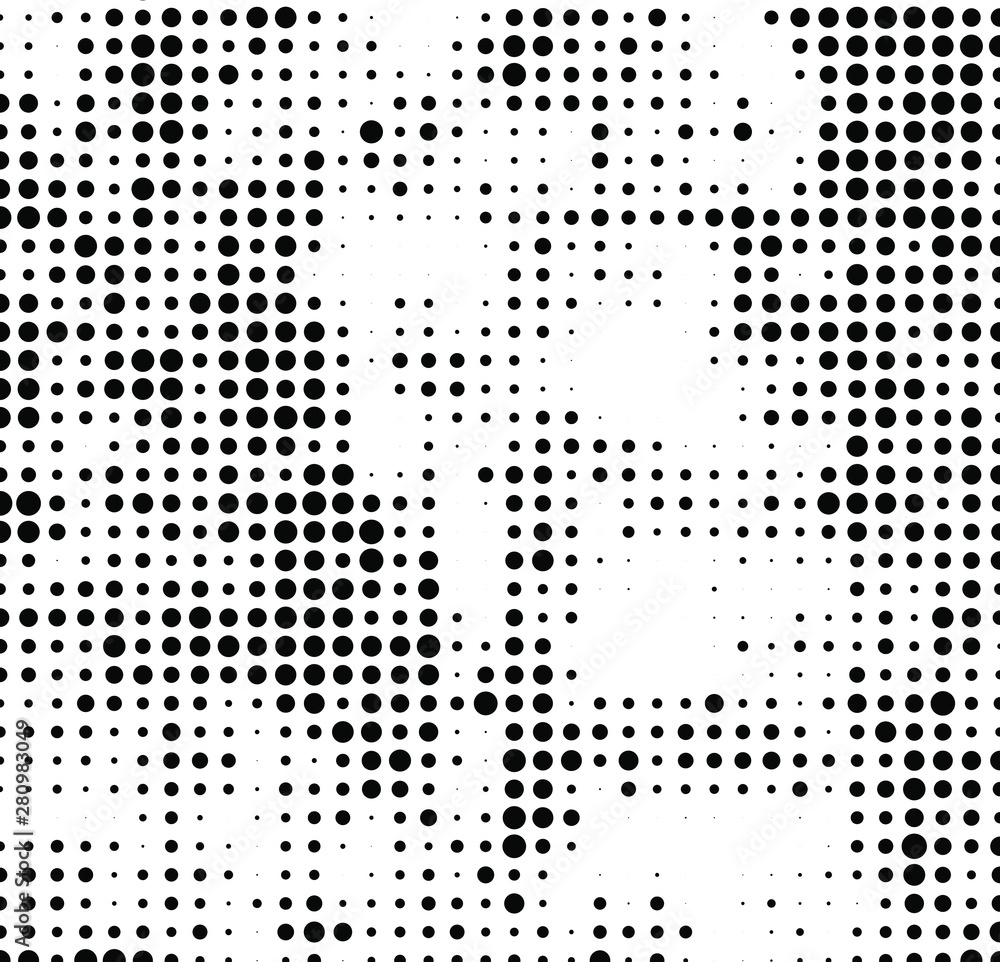 Abstract halftone texture. Black dots on white background. Vintage comic print template Abstract halftone texture. Black dots on white background. Vintage comic print template