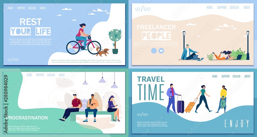 City Life and Travel Vector Websites Templates Set City Life and Travel Vector Websites Templates Set