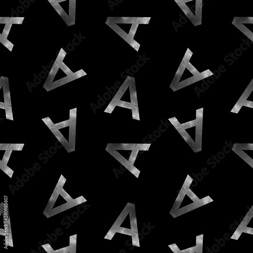 Seamless pattern with letters a on black