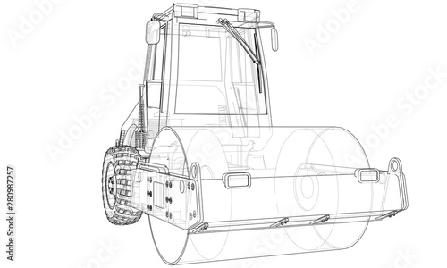 Construction machine. Asphalt compactor vector