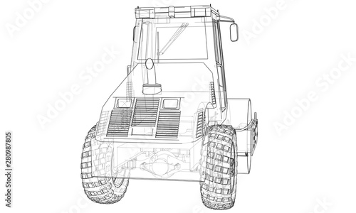 Construction machine. Asphalt compactor vector