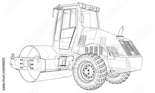 Construction machine. Asphalt compactor vector