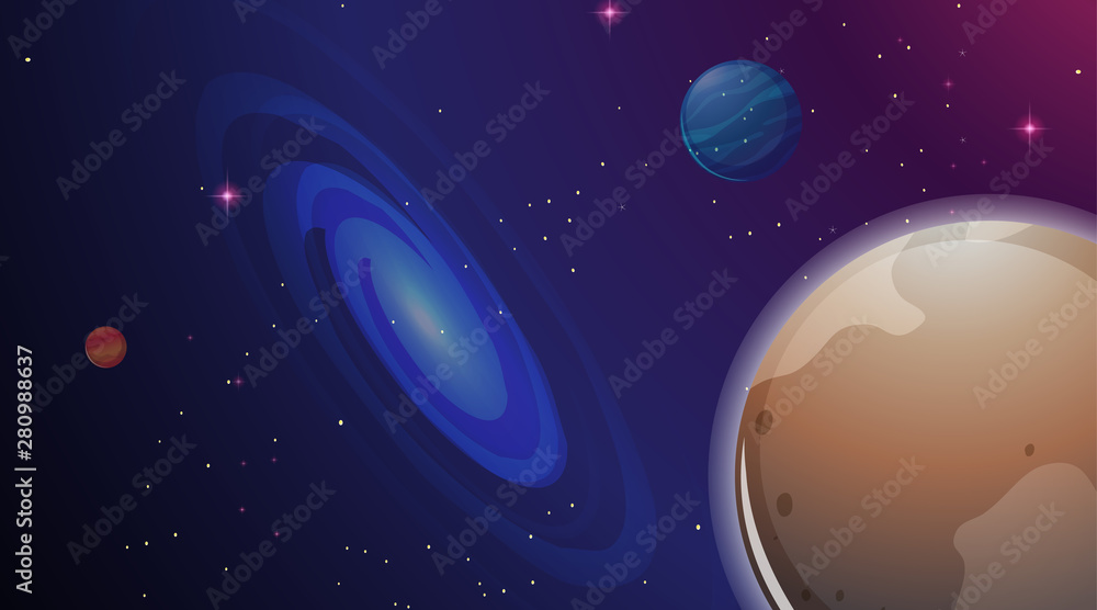 Fototapeta premium Galaxy and planet scene