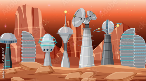 City in space scene