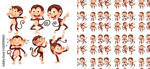 Seamless and isolated animal pattern cartoon