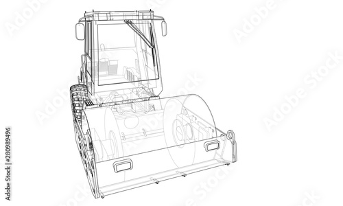 Construction machine. Asphalt compactor vector
