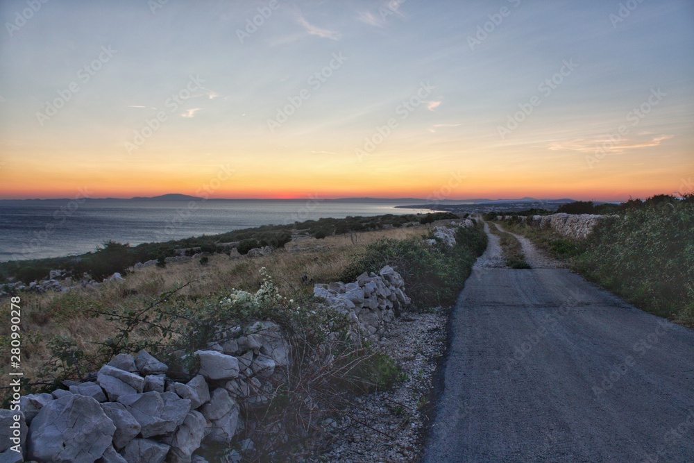 Sunset view on croatian island Rab