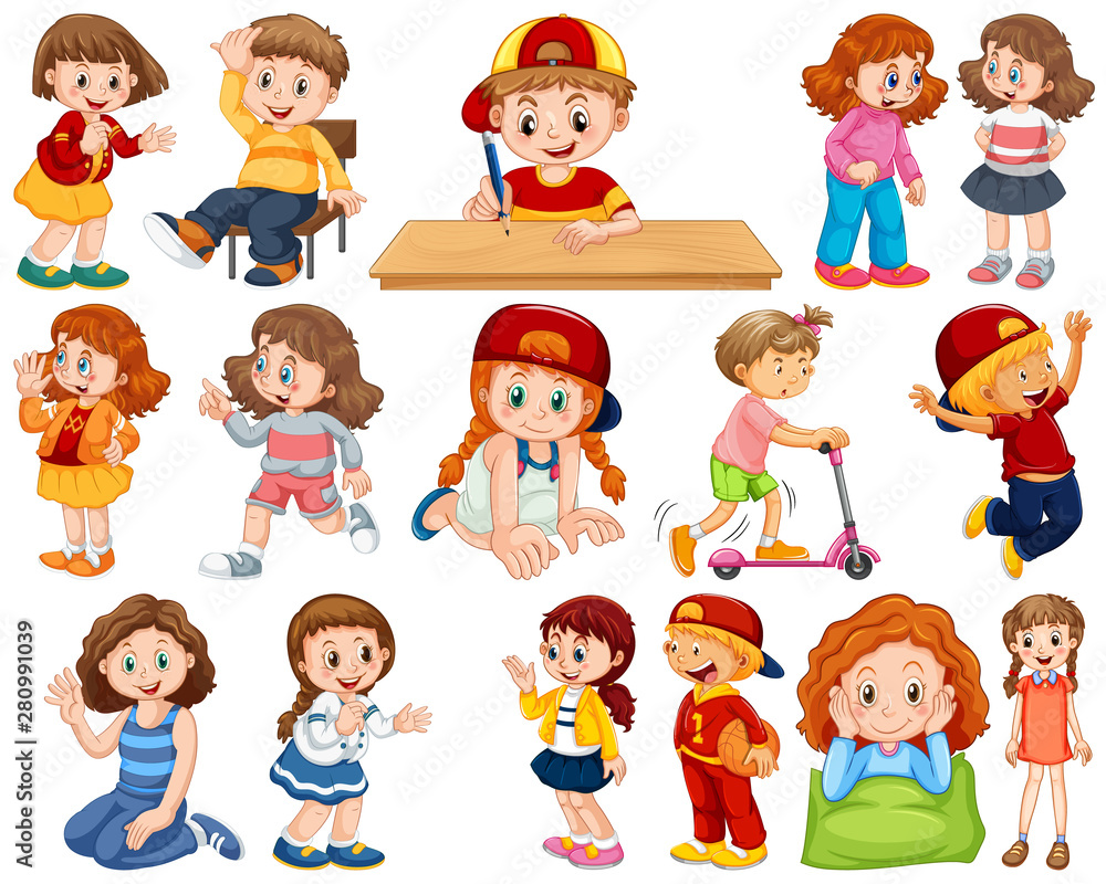 Kids in large group acting our varoous roles Kids in large group acting our varoous roles