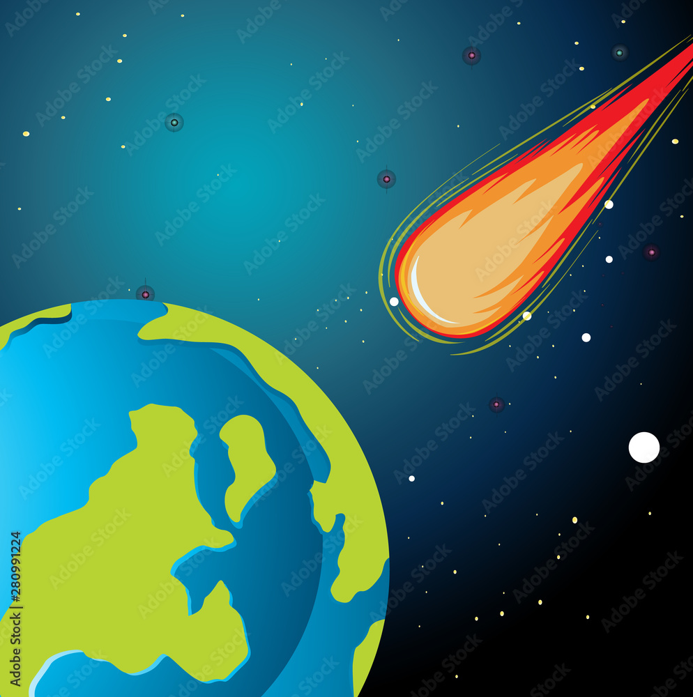 Fototapeta premium Asteroid falling to earth