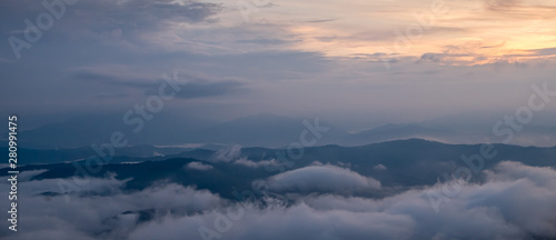 fog and cloud mountain valley landscape © max_play