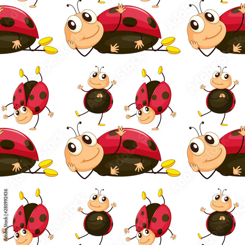 Seamless pattern tile cartoon with ladybug