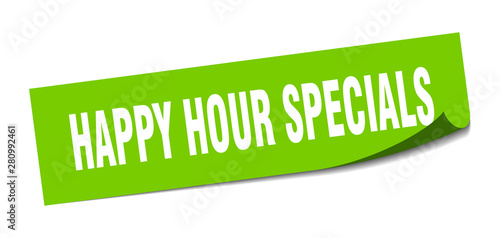 happy hour specials sticker. happy hour specials square isolated sign. happy hour specials