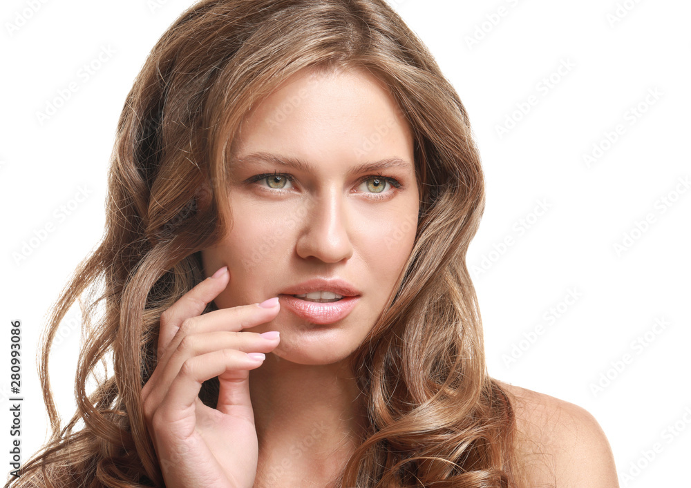 Beautiful young woman on white background Beautiful young woman on white background