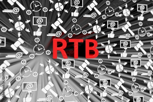RTB concept blurred background 3d render illustration