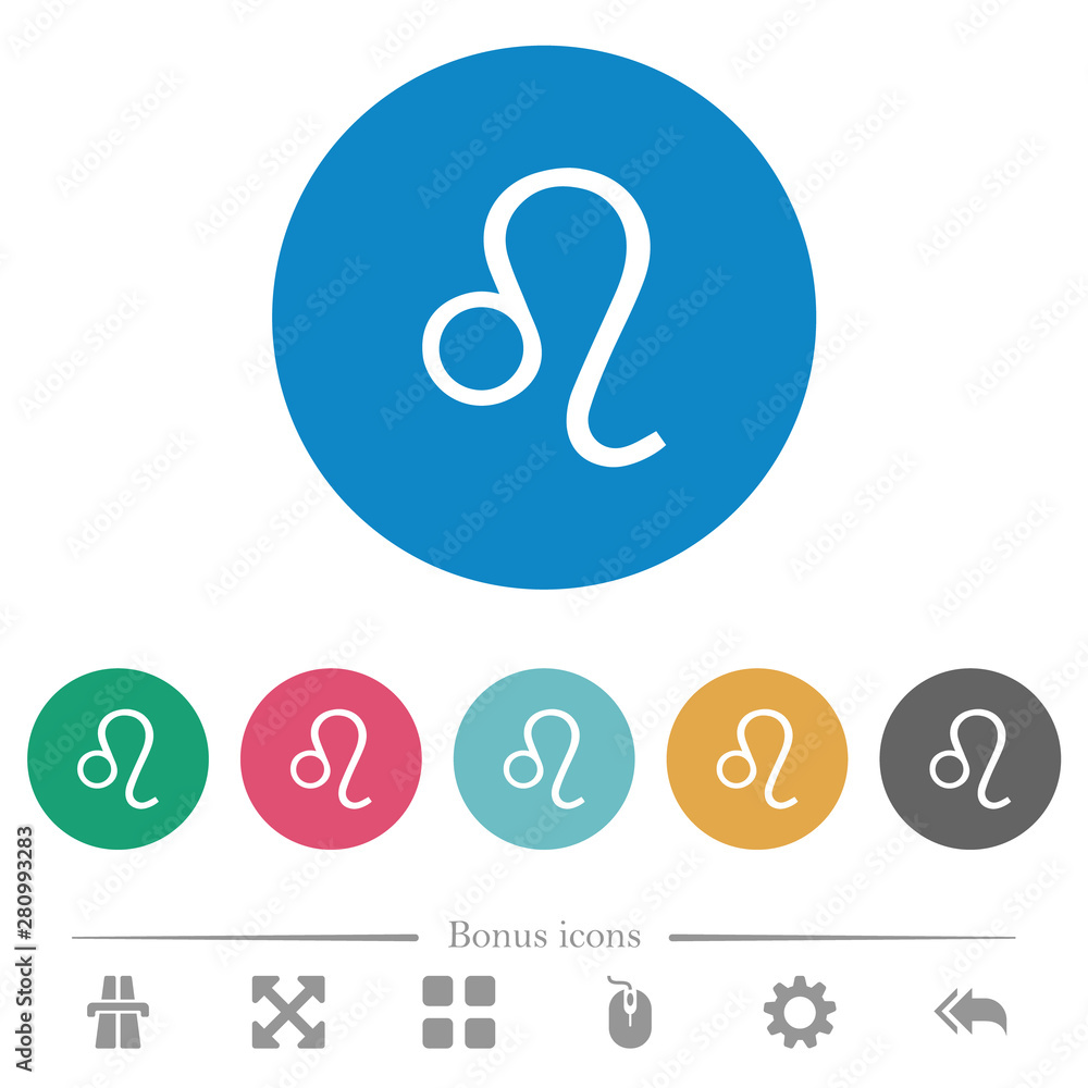 Obraz premium Leo zodiac symbol flat round icons