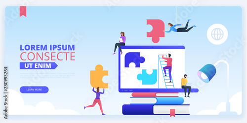 Team building landing page vector template
