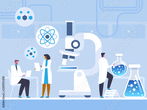 Chemical lab study flat vector illustration