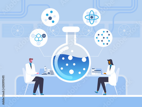 Biochemistry, chemical study vector illustration