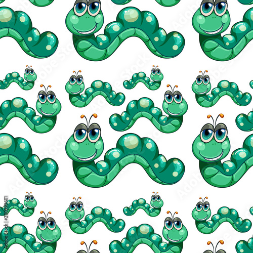 Seamless pattern tile cartoon with caterpillers photo