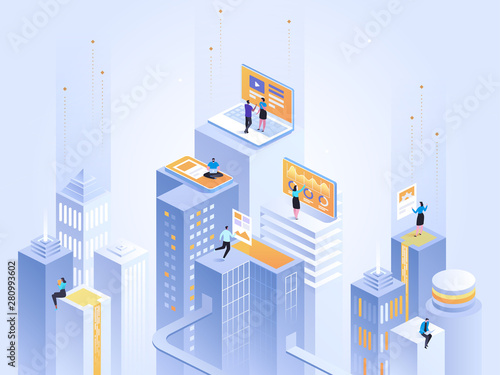 Virtual Reality concept isometric illustration