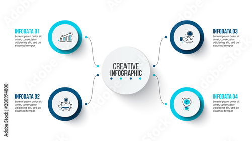 Four circles infographic elements. Business template for presentation. Vector concept with 4 options or steps